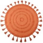 Dywan bawełniany Bali terra pomarańczowy śr. 120 cm okrągły z frędzlami