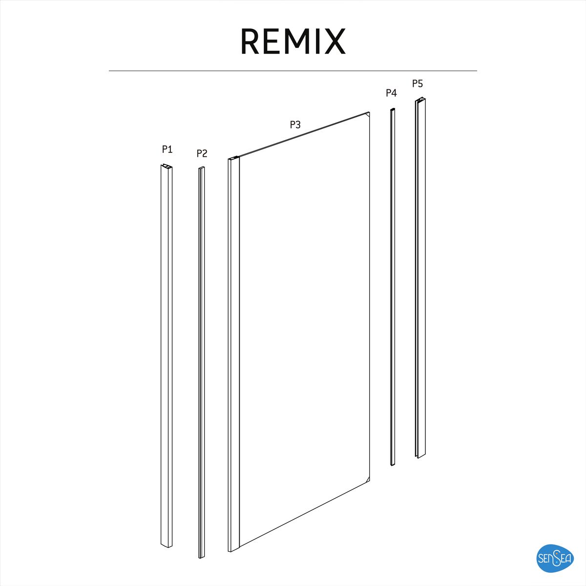 Ściana boczna do połączenia z drzwiami Remix 90 X 195 Sensea