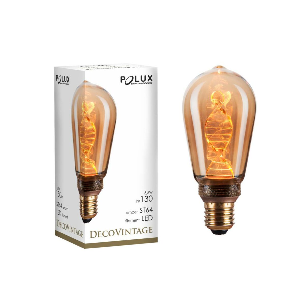 Żarówka dekoracyjna LED E27 3.5 W 130 lm bursztynowa Polux