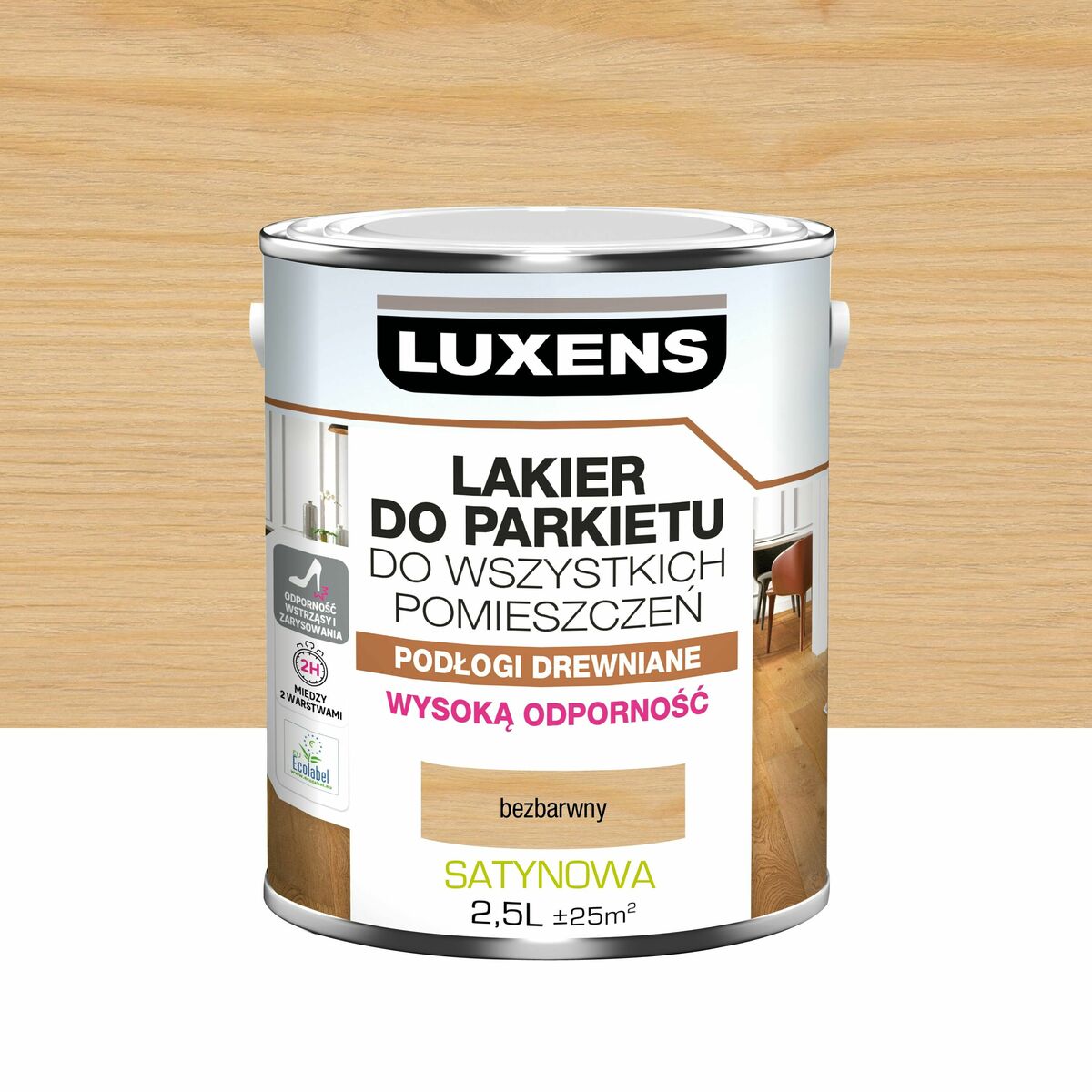 Lakier do parkietu 2.5 l Bezbarwny Satynowy Luxens