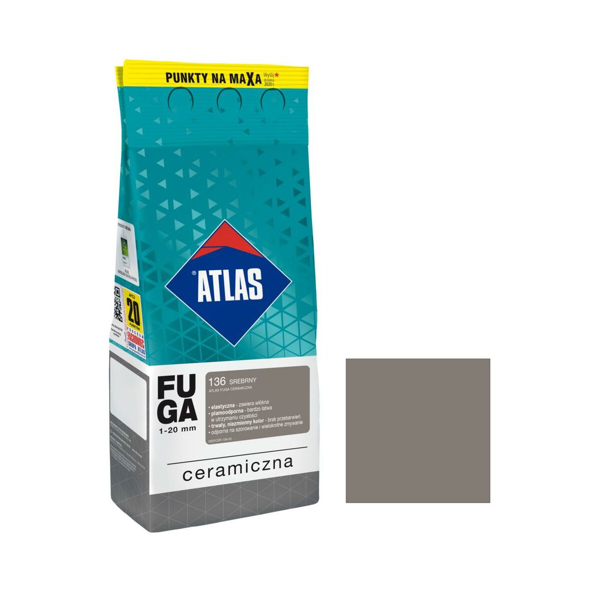 Fuga ceramiczna 136 srebrny 2 kg Atlas